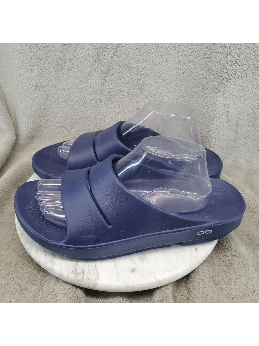Oofos Shoes Mens Size 10 Ooahh Blue Slip On Slide Sandals *Read*